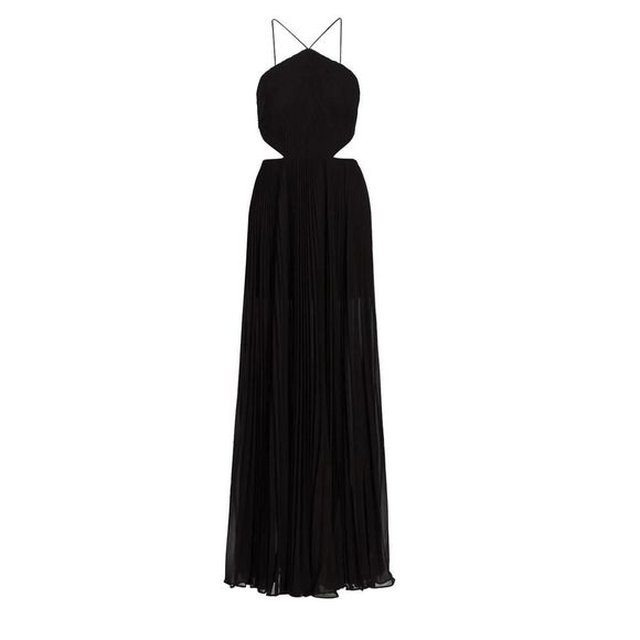 NEW AMUR janet halterneck cutout pleated gown in black - Picture 3 of 3
